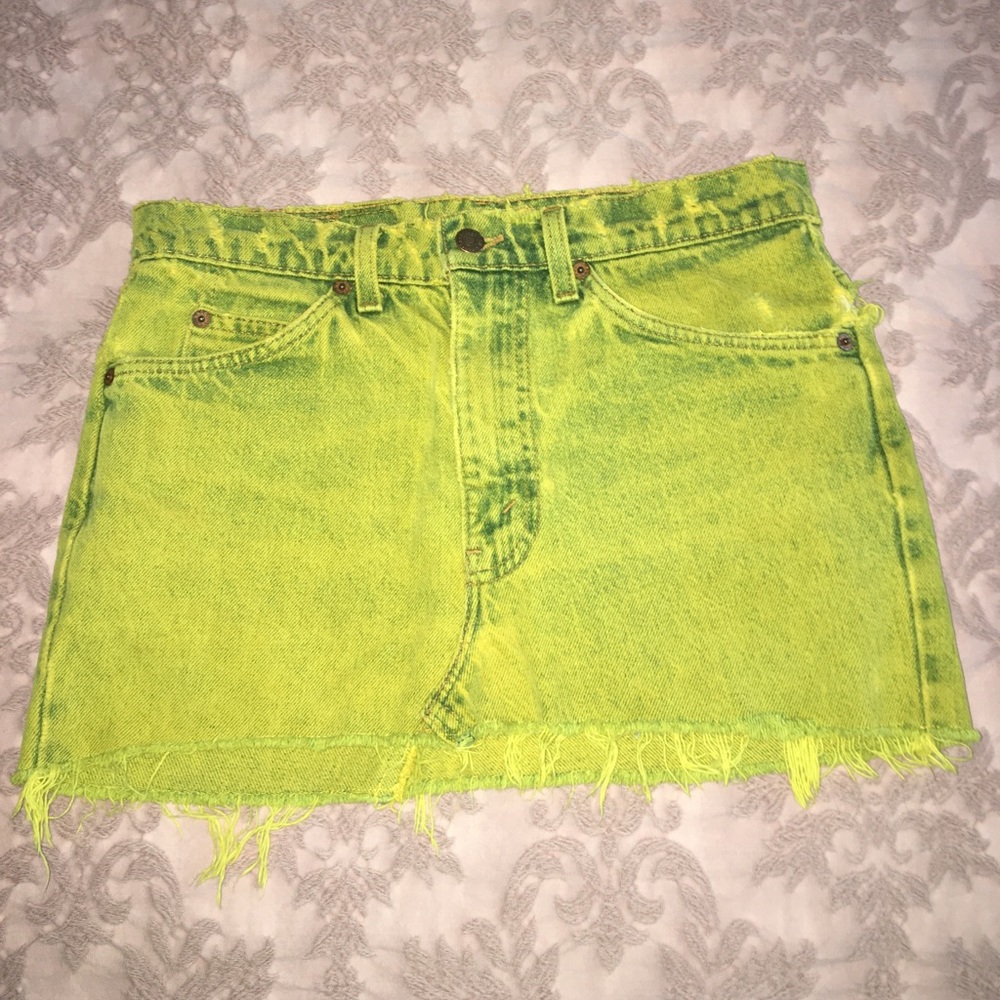 Yellow denim mini skirt